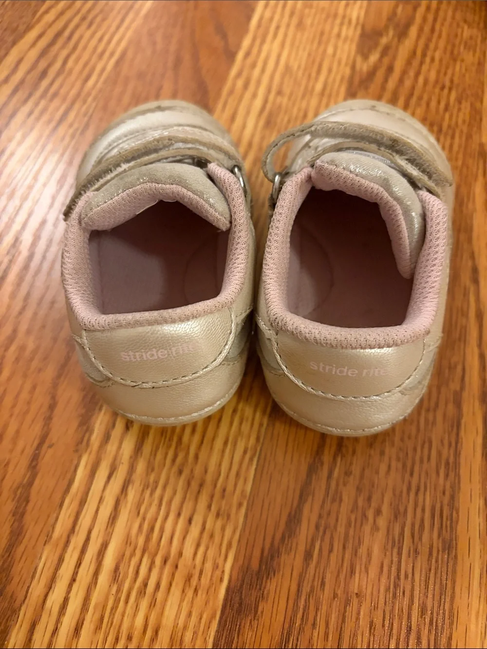 Kids Metallic Tan Slip-On Sneakers with Pink Lining
